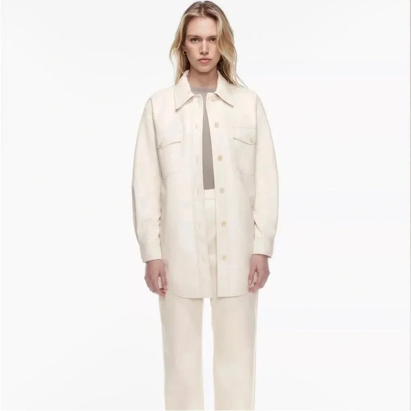 Aritzia Wilfred The Ganna Shirt Jacket in Vegan Leather in Birch - size M - Picture 3 of 8